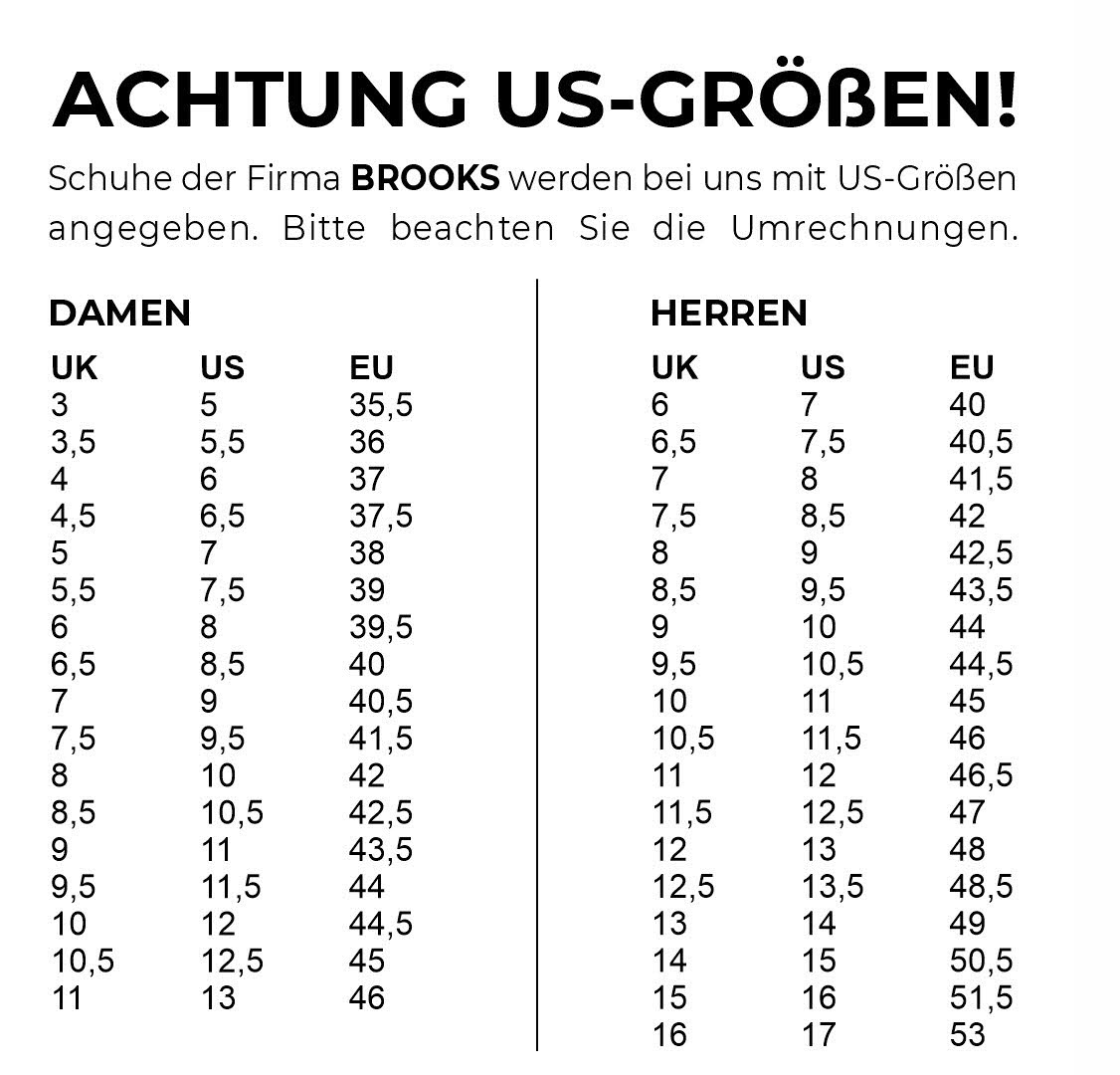 Größentabelle brooks on sale
